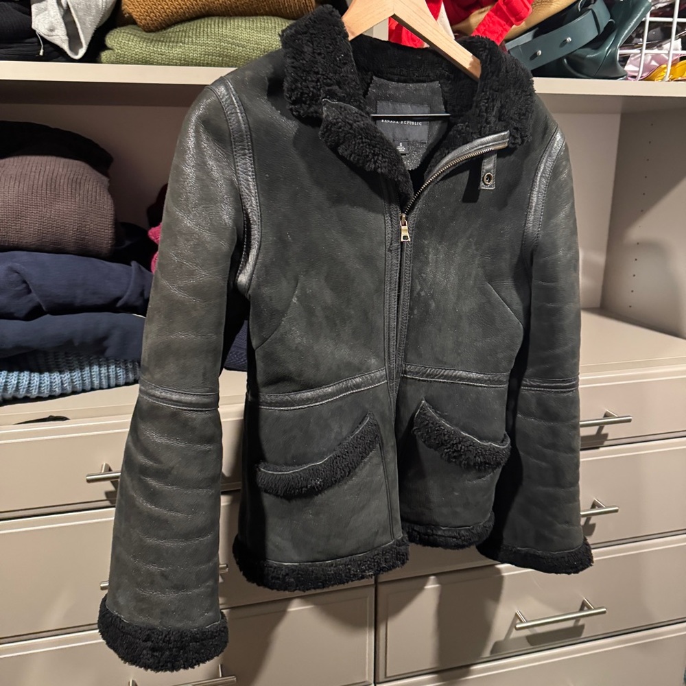 Banana Republic Black Shearling Jacket